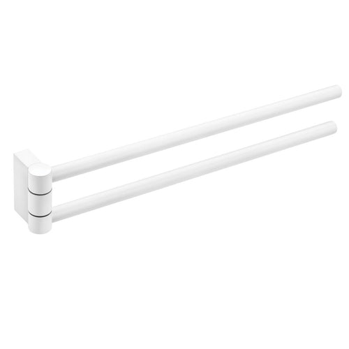 Porta asciugamani sospeso a snodo doppio in ottone della collezione 'Black & White' by Cosmic - Bianco satinato 41x5