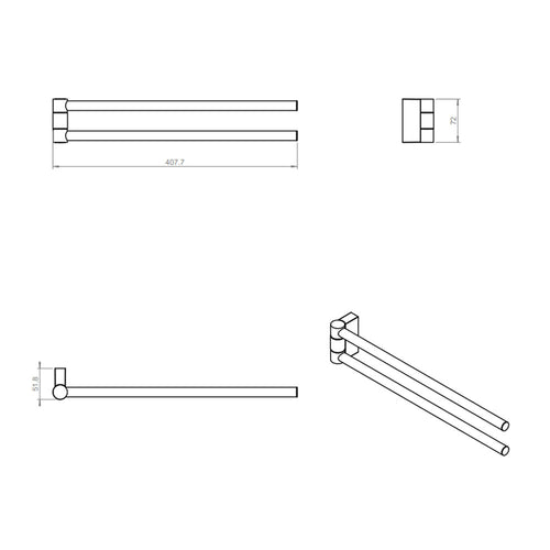 Porta asciugamani sospeso a snodo doppio in ottone della collezione 'Black & White' by Cosmic - Bianco satinato 41x5