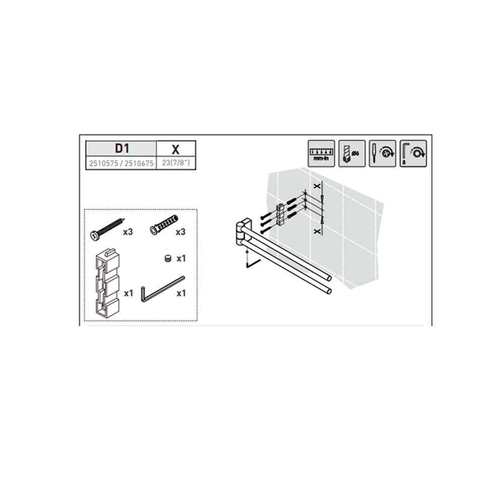 Porta asciugamani sospeso a snodo doppio in ottone della collezione 'Black & White' by Cosmic - Nero satinato 41x5