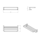 Mensola porta asciugamani sospeso in ottone della collezione 'Black & White' by Cosmic - Nero satinato 60x25x11 cm