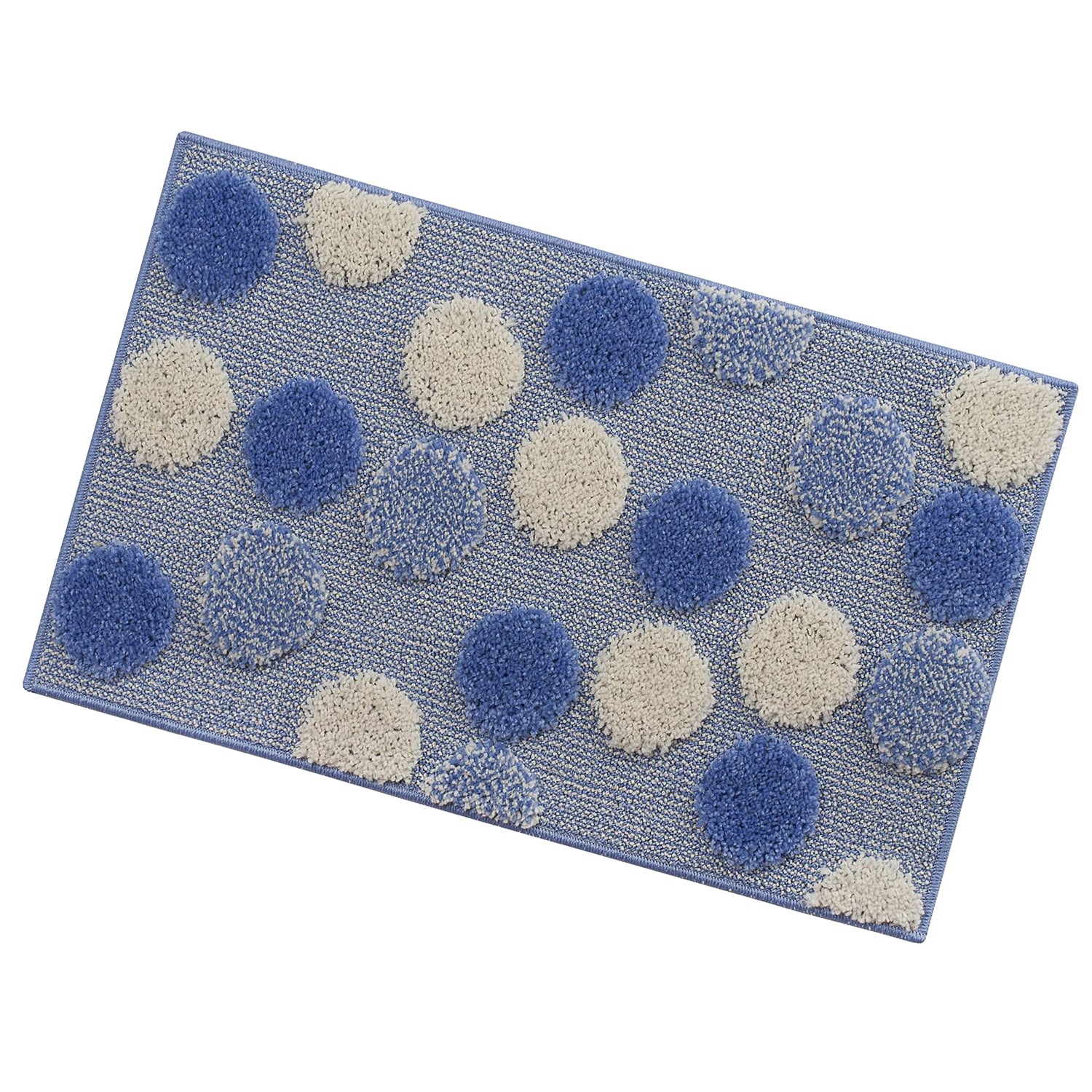 Tappeto bagno con fantasia a pois e retro antiscivolo cm 50x80 Blu