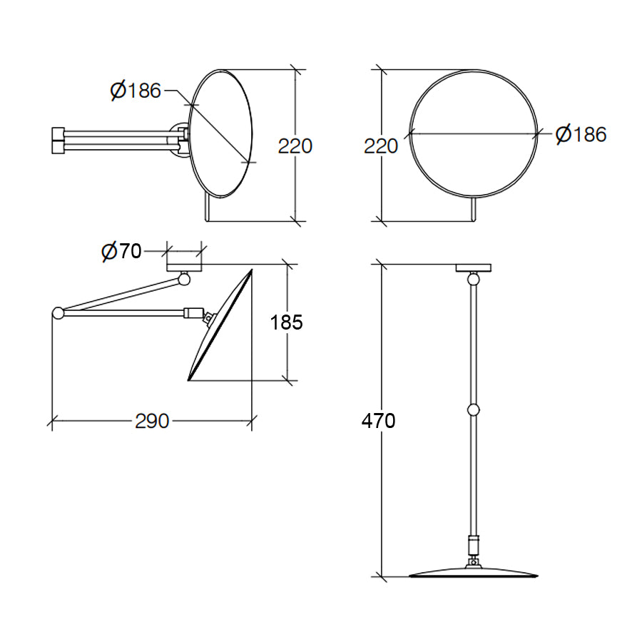 Specchio ingranditore 3x da parete Lineabeta Mevedo