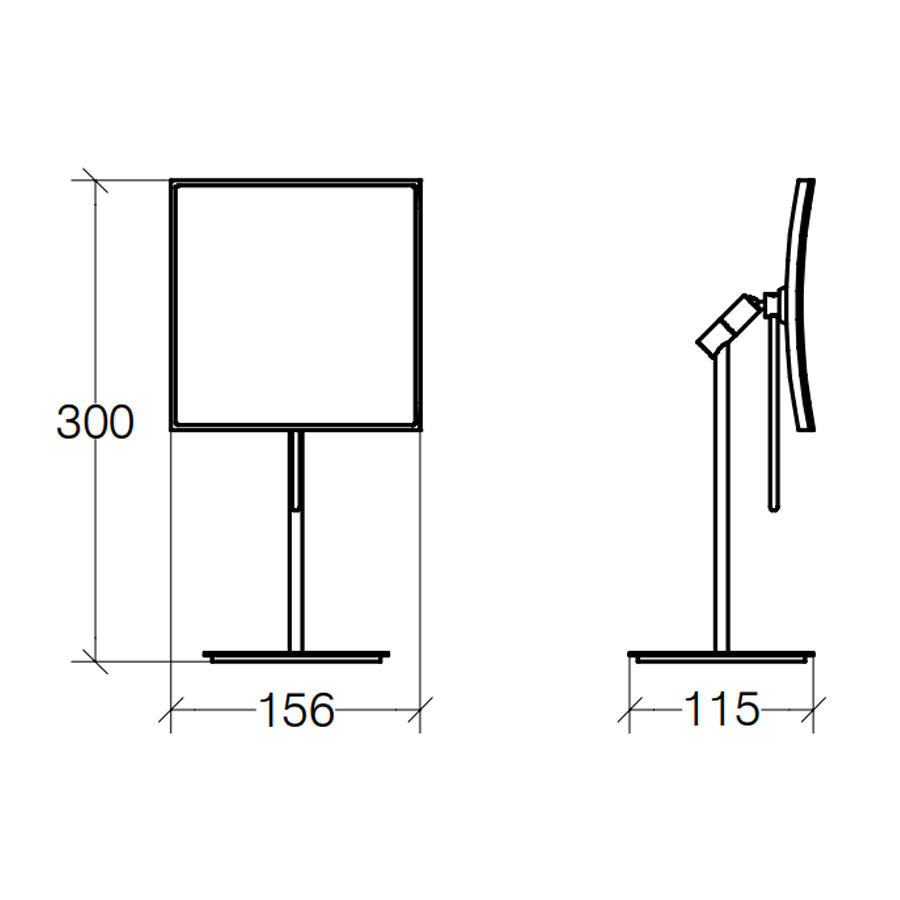 Specchio ingranditore quadrato da appoggio Lineabeta Mevedo con snodo per rotazione 3x