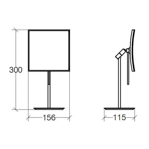 Specchio ingranditore quadrato da appoggio Lineabeta Mevedo con snodo per rotazione 3x