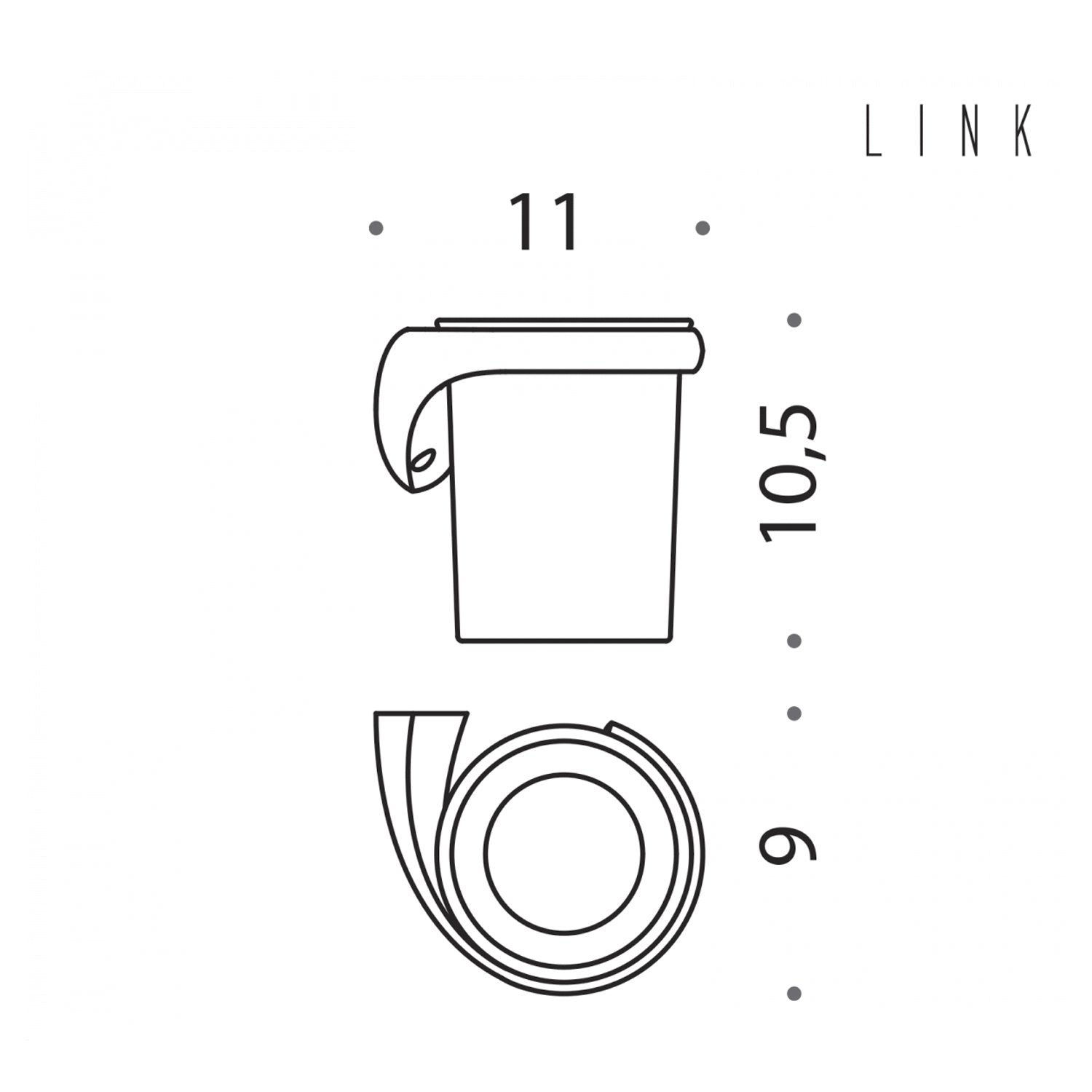 Porta bicchiere sinistro a muro collezione Link di Colombo Design