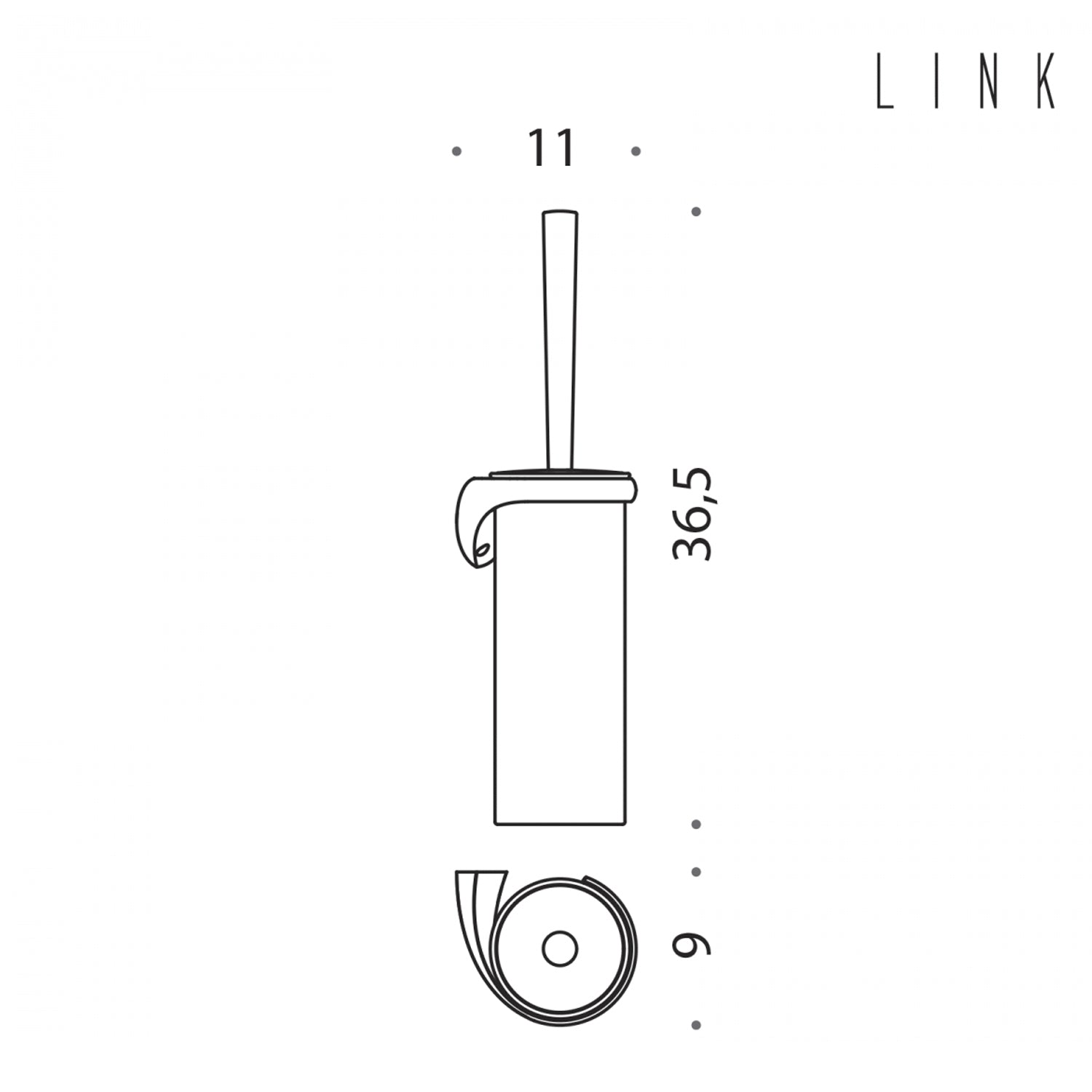 Porta scopino a muro sinistro in ottone collezione Link di Colombo Design