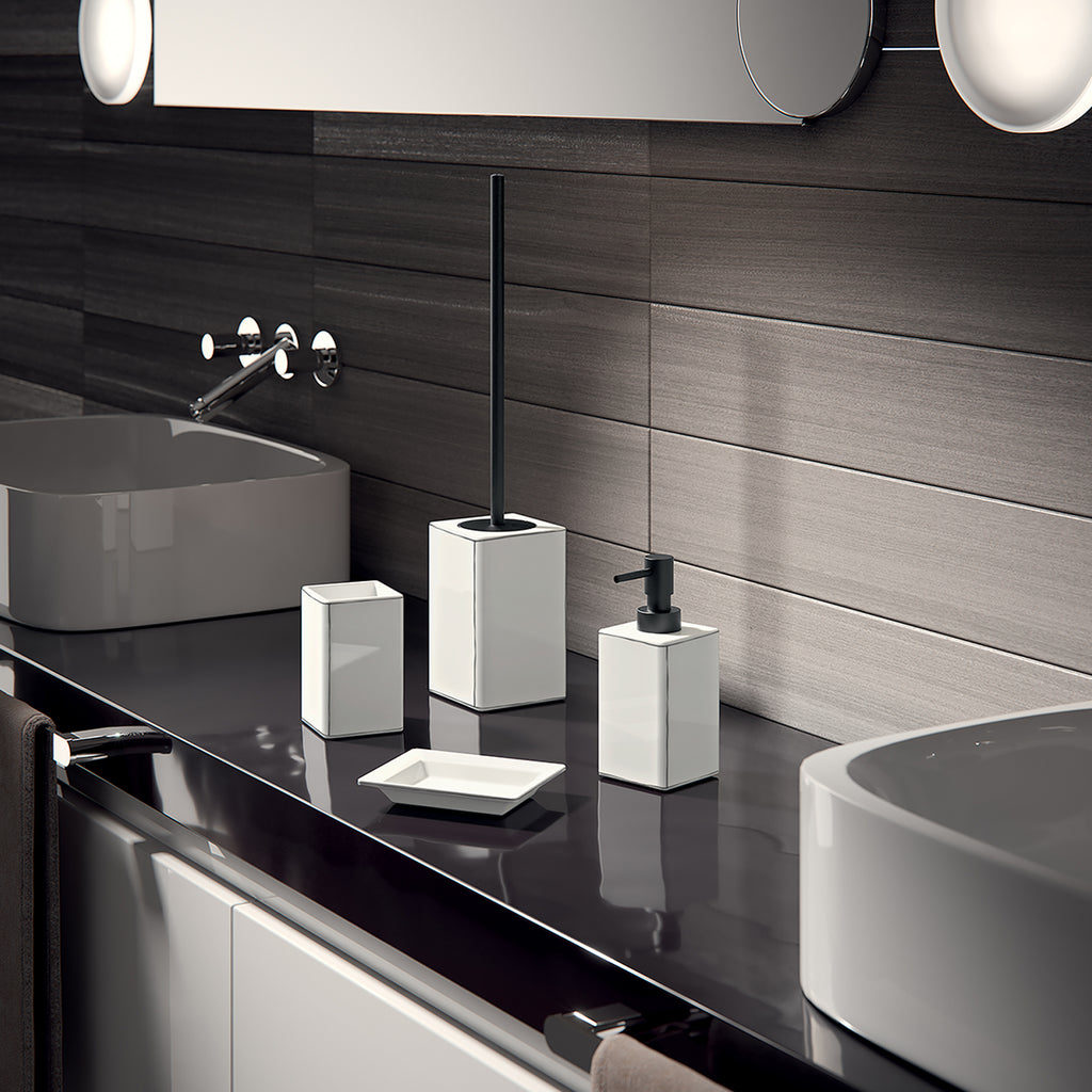 Portaspazzolini in ceramica Gedy serie Lucrezia - Bianco