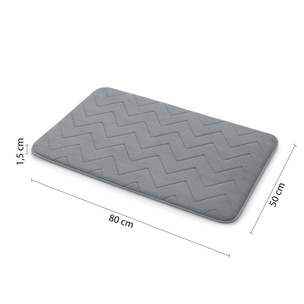 Tappeto 50x80 in memory foam con fondo antiscivolo Mousse di Gedy - Grigio