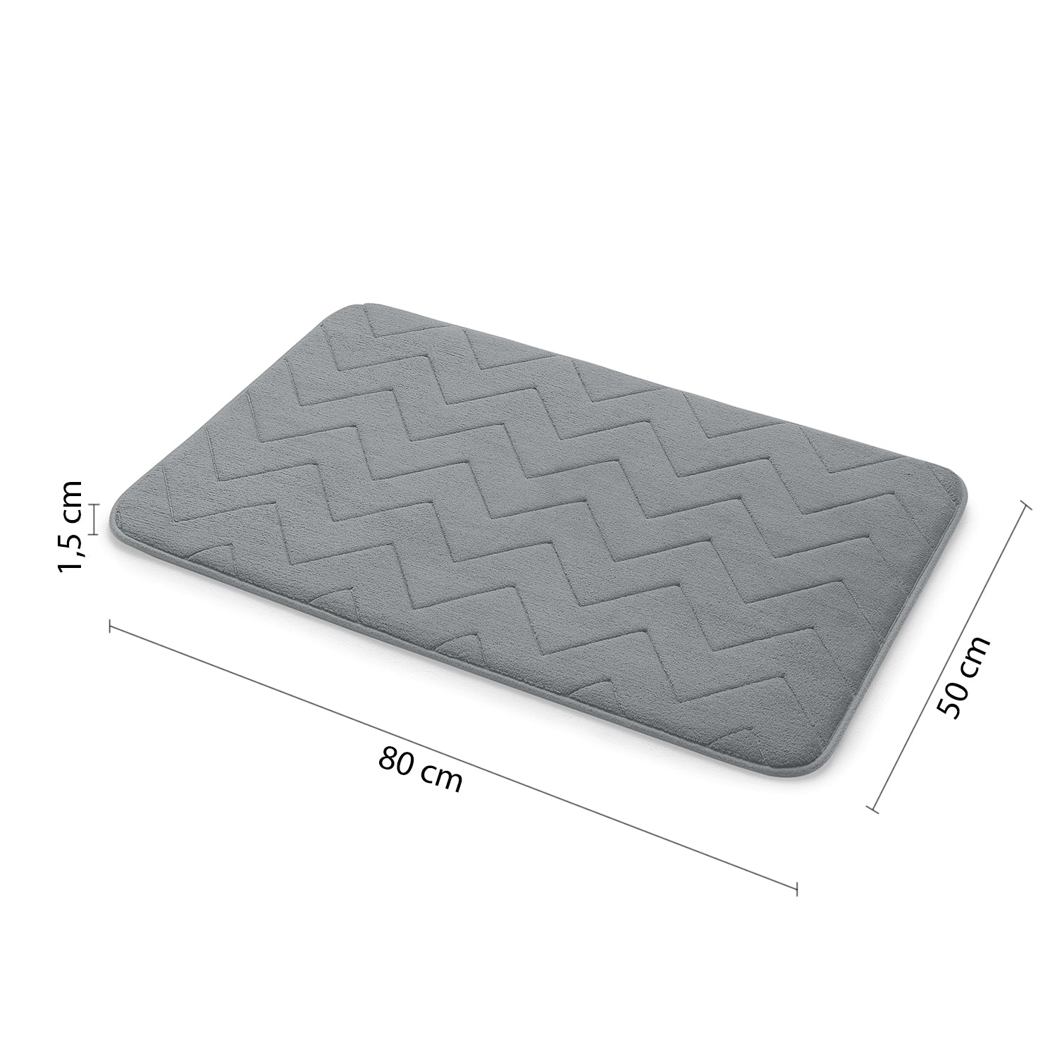 Tappeto 50x80 in memory foam con fondo antiscivolo Mousse di Gedy - Grigio