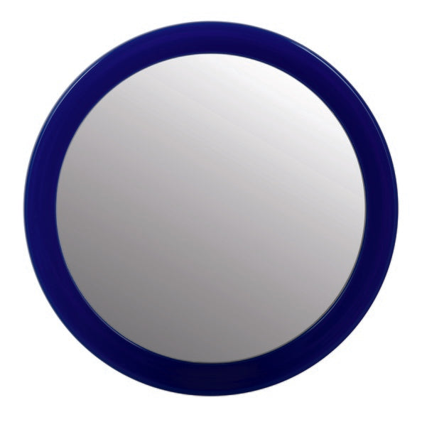 Specchio da bagno ingranditore rotondo con ventosa colore blu