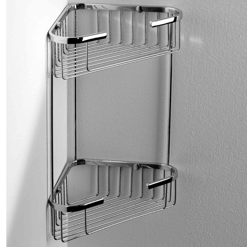 Griglia doccia ad angolo con doppio ripiano 19x19 in ottone cromato lucido ARES