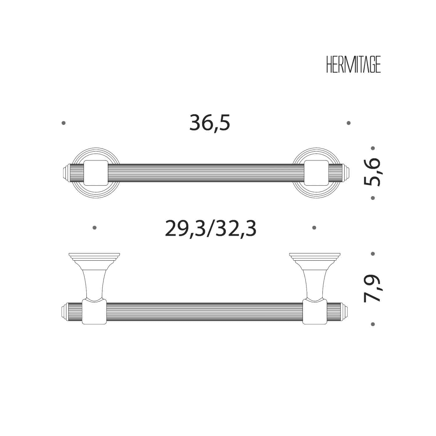 Porta salvietta 36cm in ottone cromato collezione Hermitage di Colombo Design