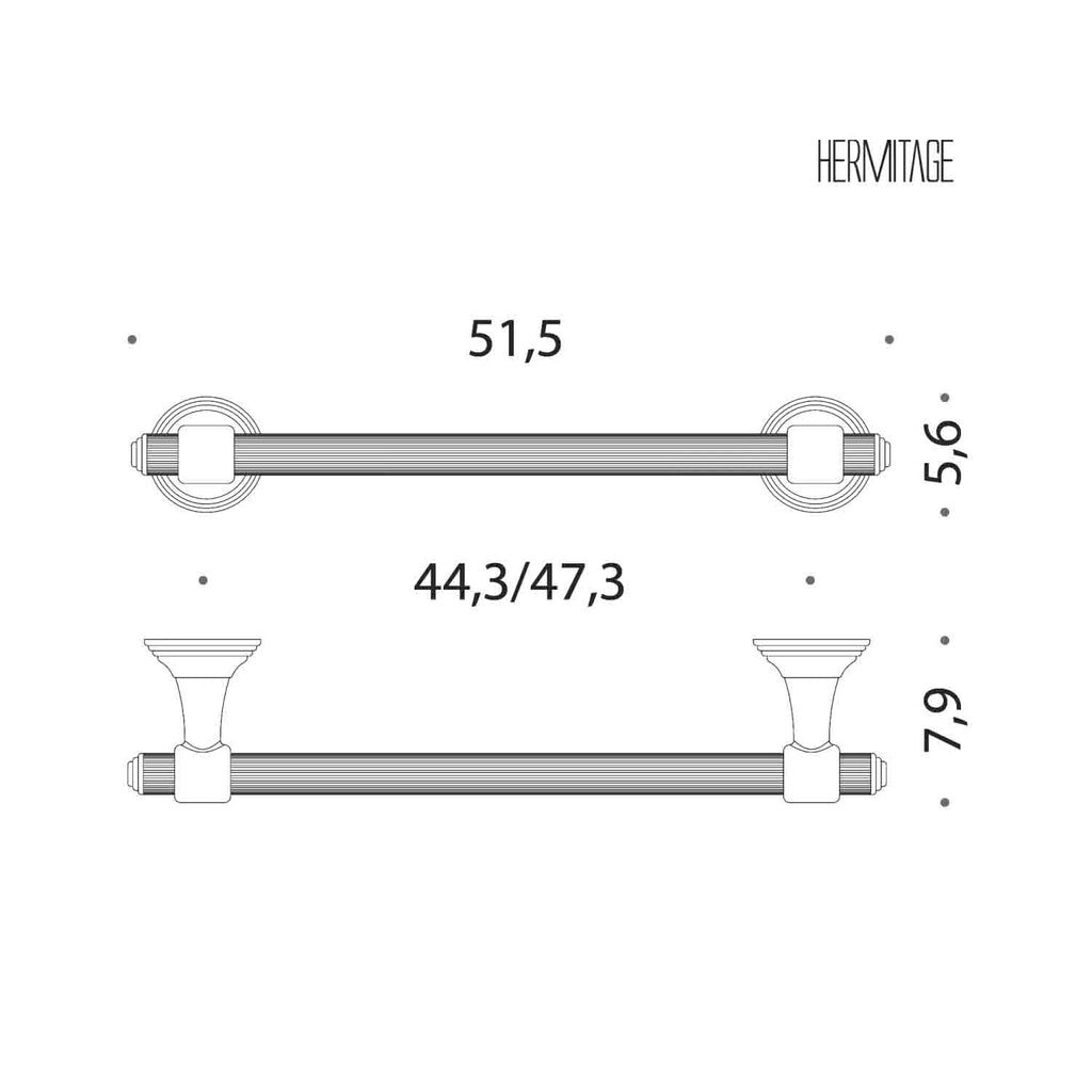 Porta salvietta 51cm in ottone cromato collezione Hermitage di Colombo Design