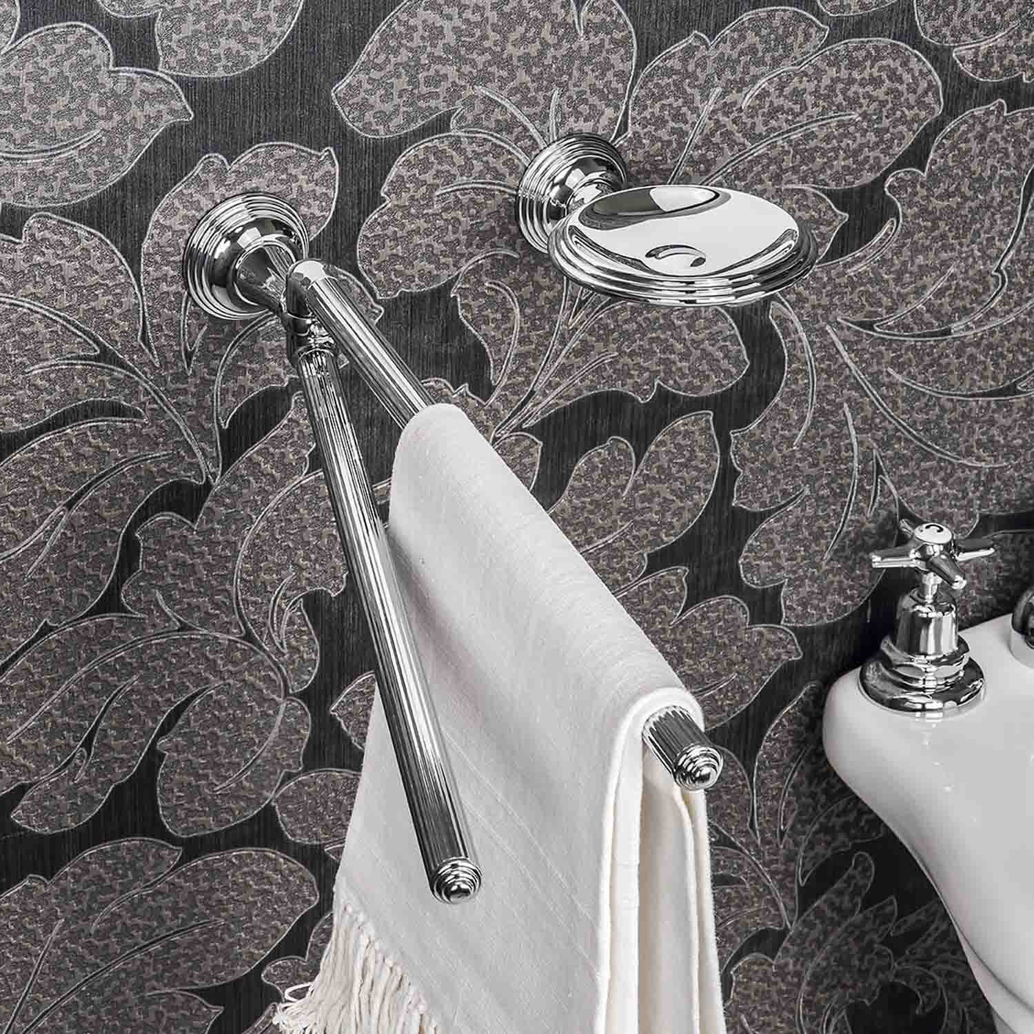 Porta salvietta doppio snodo in ottone cromato collezione Hermitage di Colombo Design