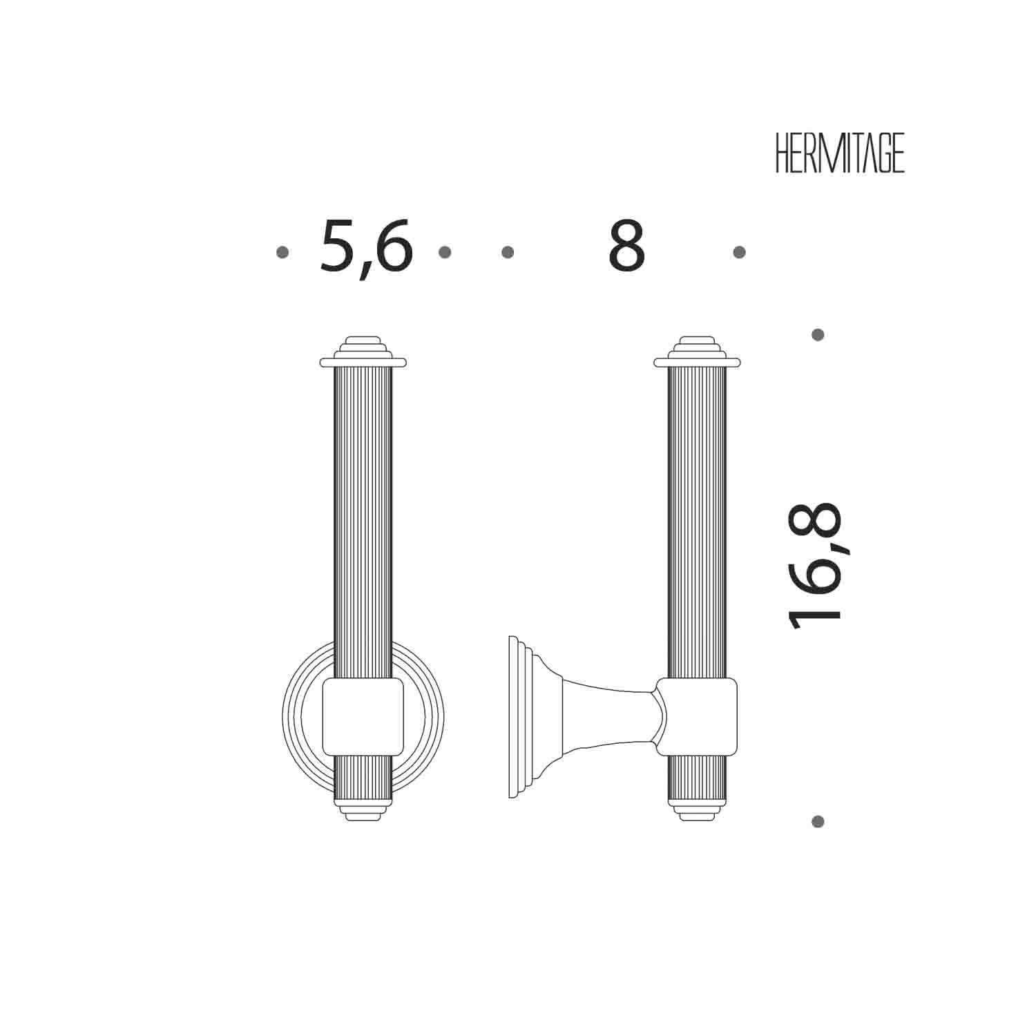 Porta rotolo verticale in ottone cromato collezione Hermitage di Colombo Design