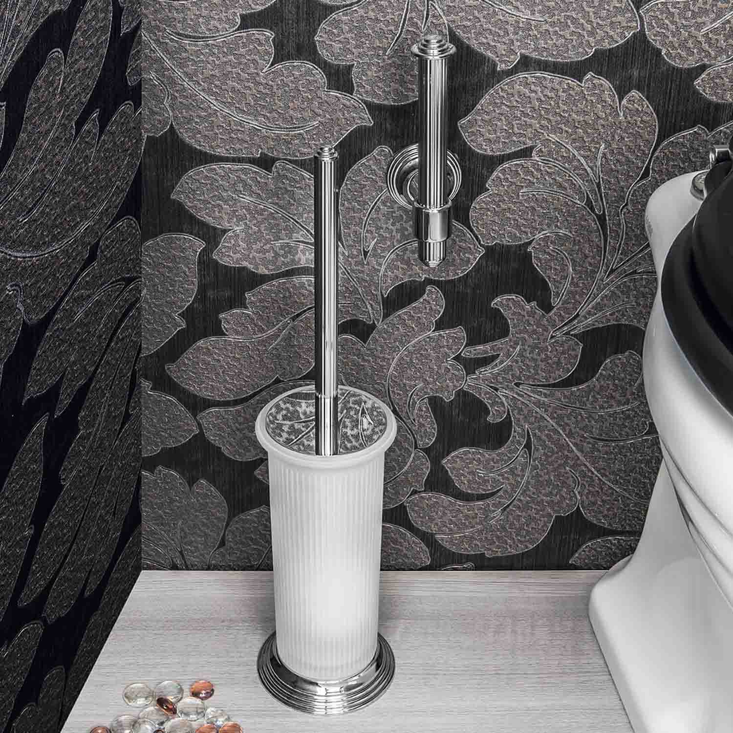 Porta rotolo verticale in ottone cromato collezione Hermitage di Colombo Design