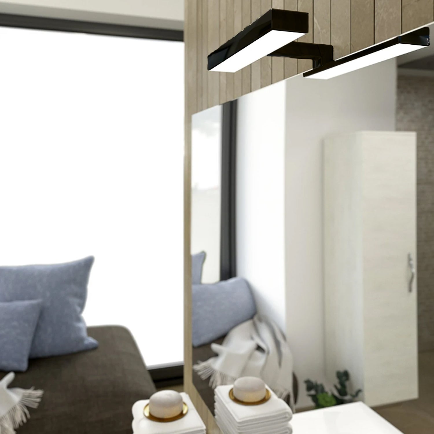 Lampada da bagno LED Cubi&Co modello Saturn 20x5x10 cm - Nero Opaco