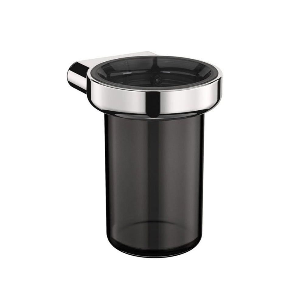 Porta spazzolino nero sospeso con supporto in ottone cromato della collezione 'Architect s+' by Cosmic