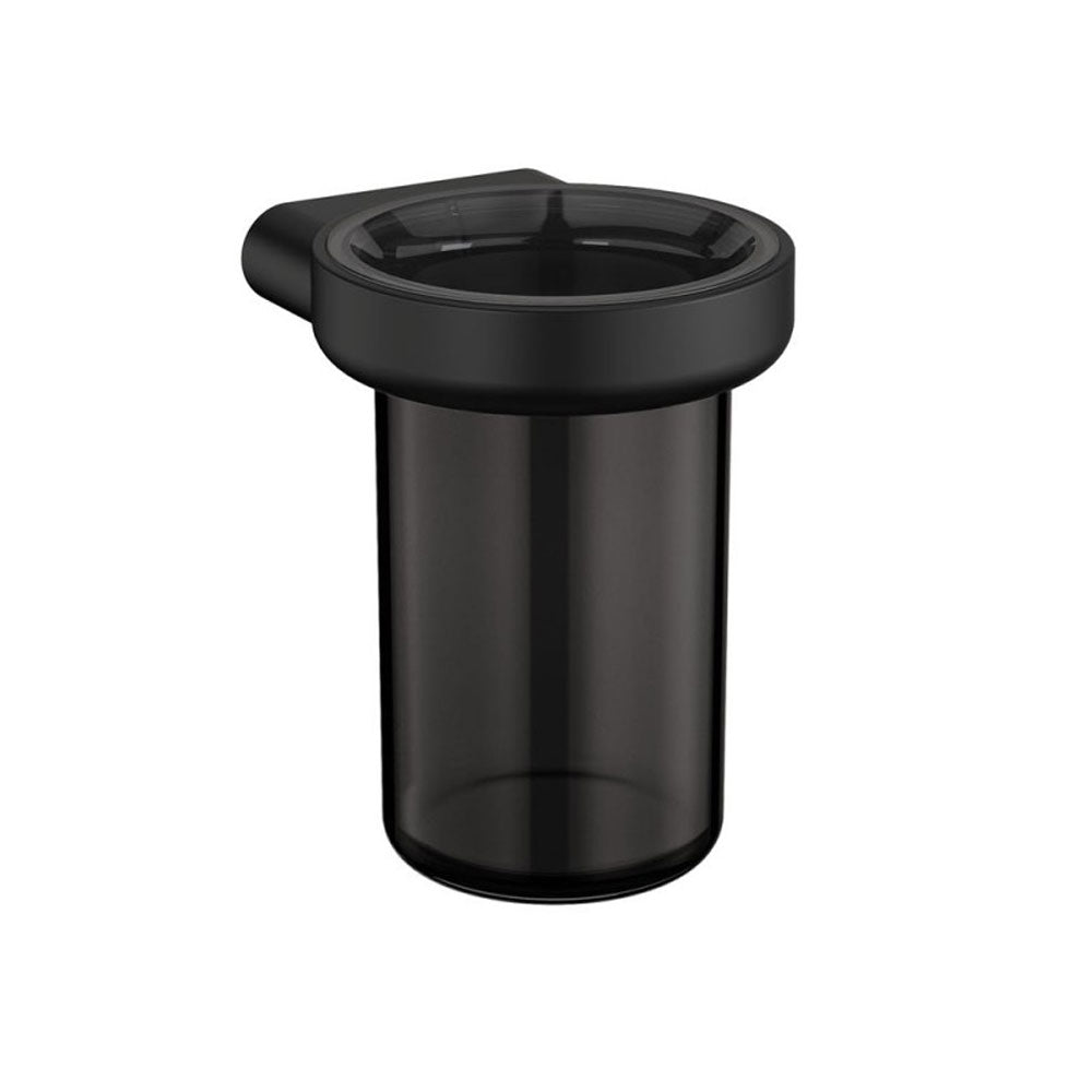 Porta spazzolino con supporto in ottone verniciato della collezione 'Architect s+' by Cosmic - Nero satinato