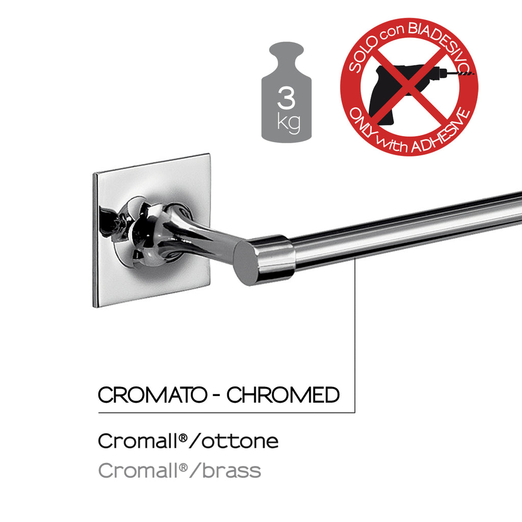 Porta asciugamani 50 cm in ottone e Cromall Wizard di Gedy - Cromato
