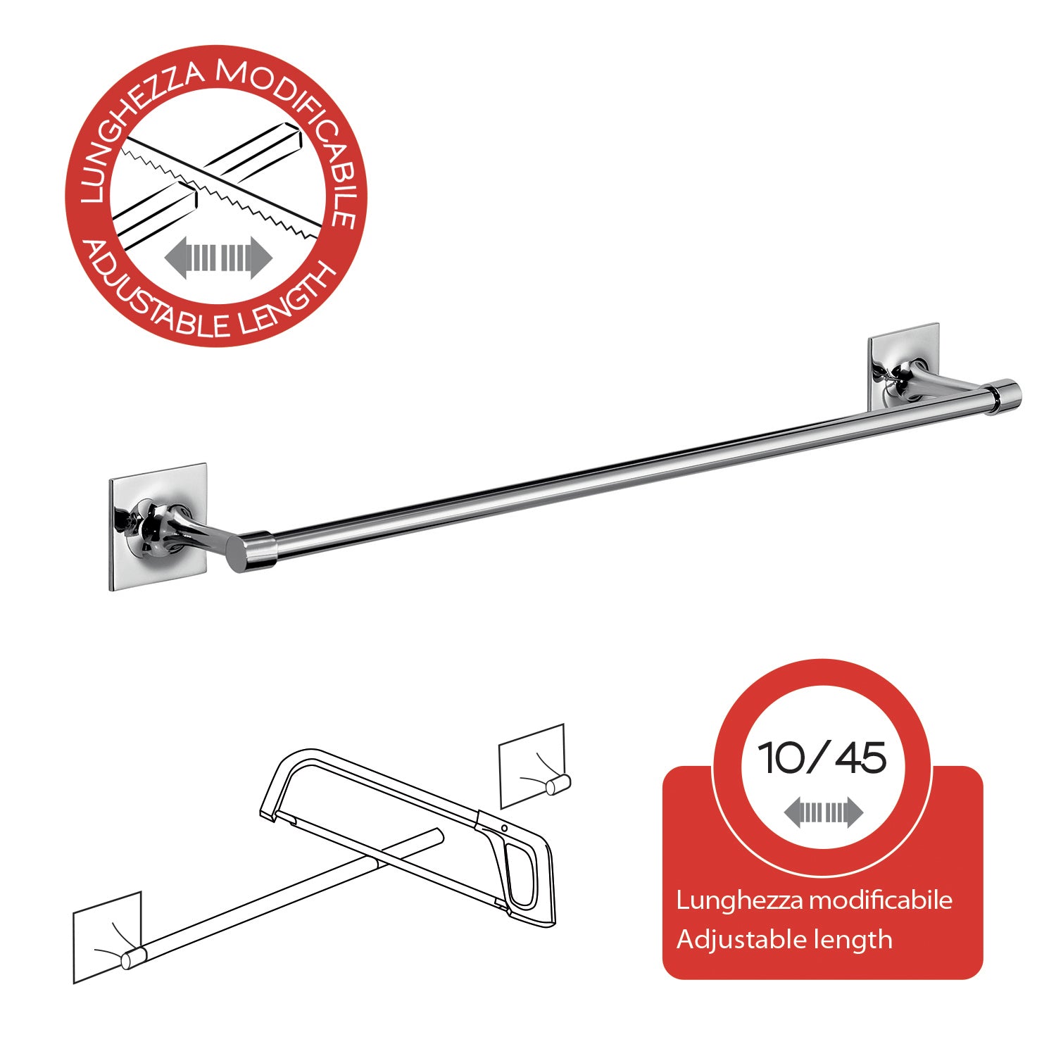 Porta asciugamani 50 cm in ottone e Cromall Wizard di Gedy - Cromato