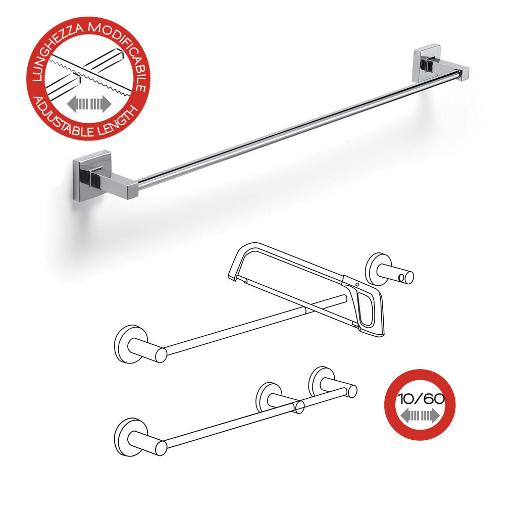 Porta asciugamani 60 cm a muro di Gedy serie Olimpo - Cromato