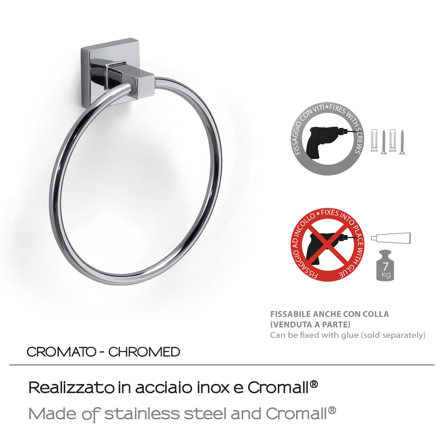 Porta asciugamani ad anello di Gedy serie Olimpo - Cromato