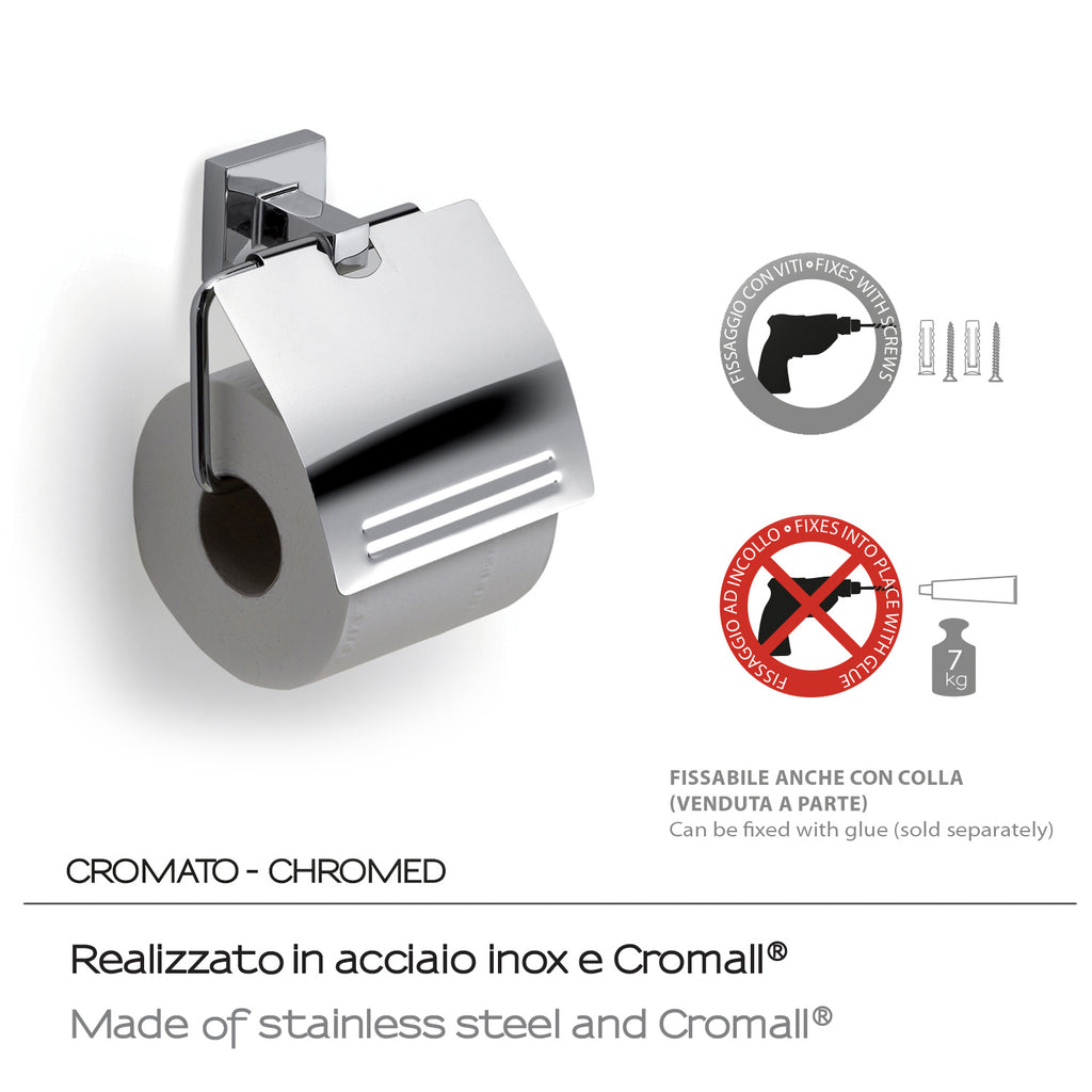 Porta carta igienica coperto a muro di Gedy serie Olimpo - Cromato