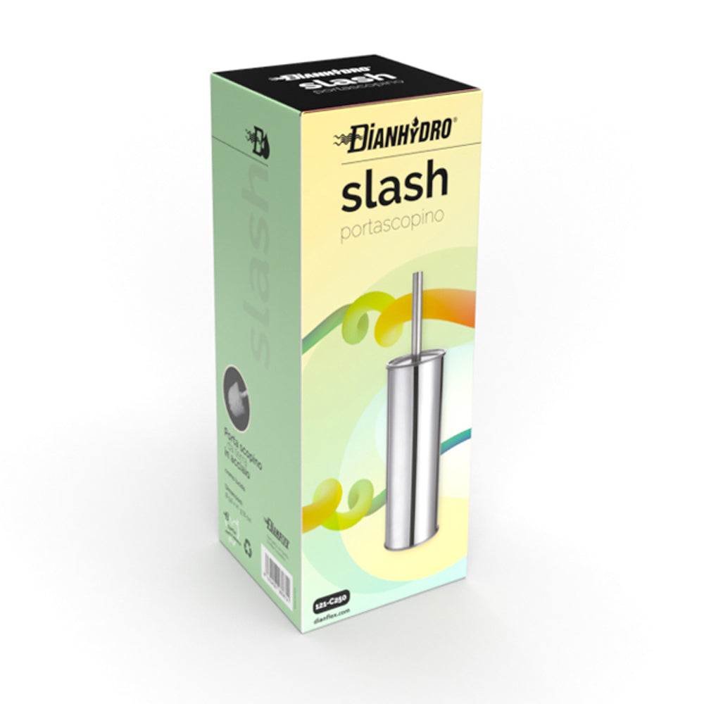 Portascopino da terra modello Slash in acciaio cromato lucido