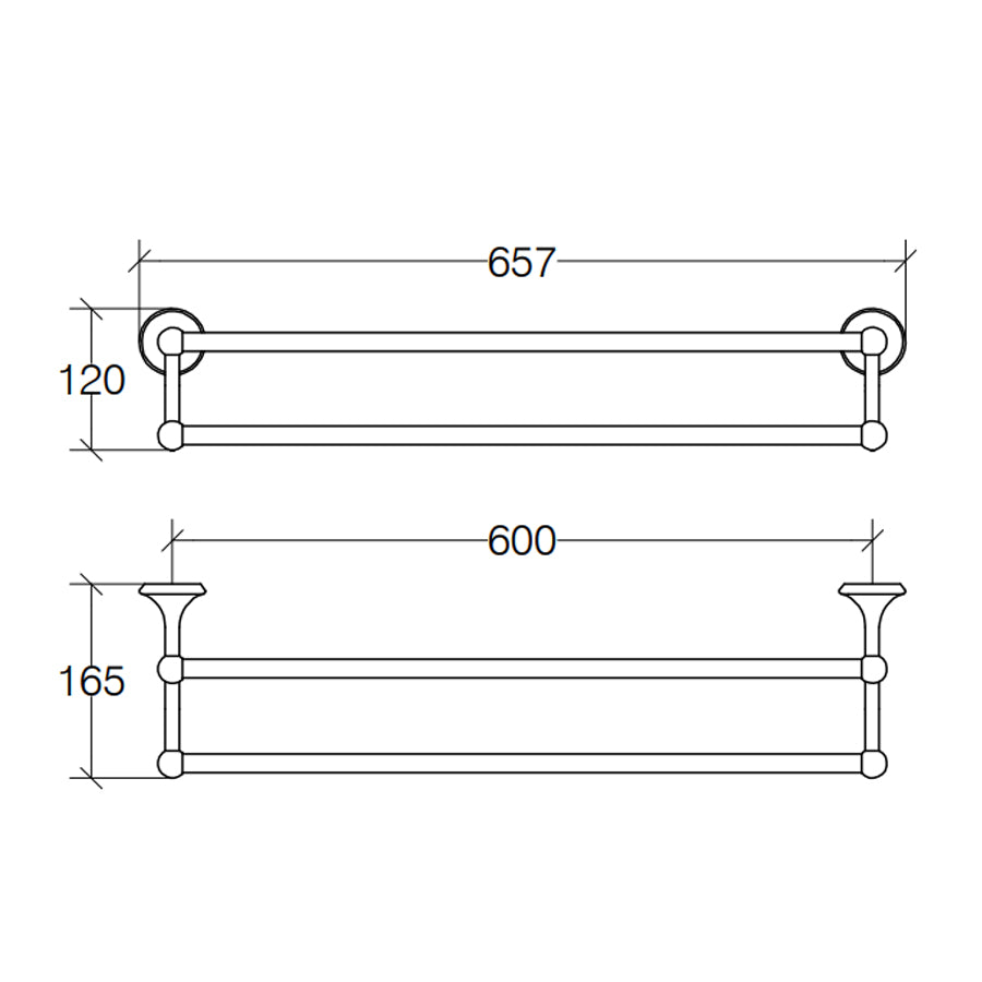Porta asciugamani doppio serie Venezia di Lineabeta cm 66 in ottone oro