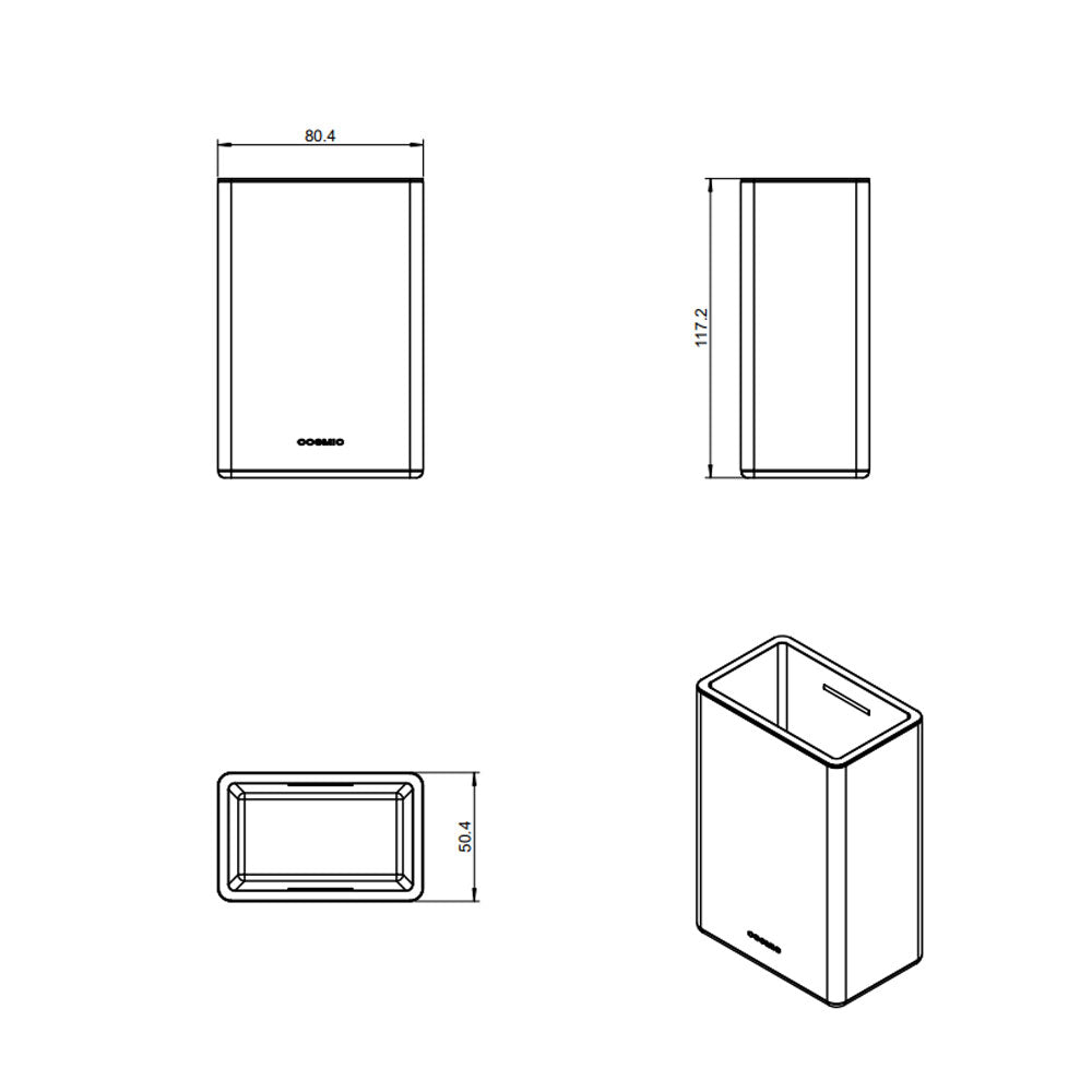 Porta spazzolino da appoggio in ottone cromato della collezione 'Extreme' by Cosmic cm 8x5x12