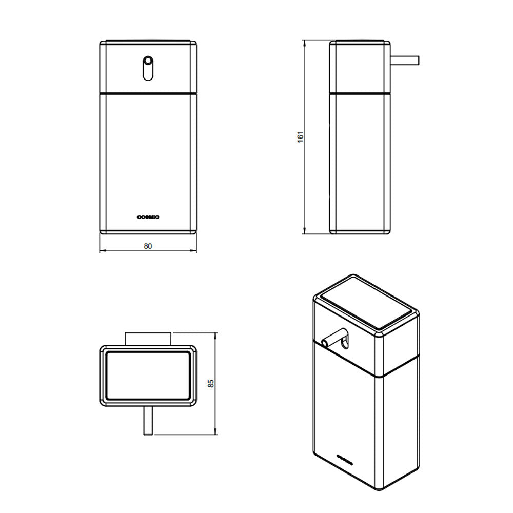 Dispenser sapone da appoggio in ottone cromato della collezione 'Extreme' by Cosmic cm 8x7