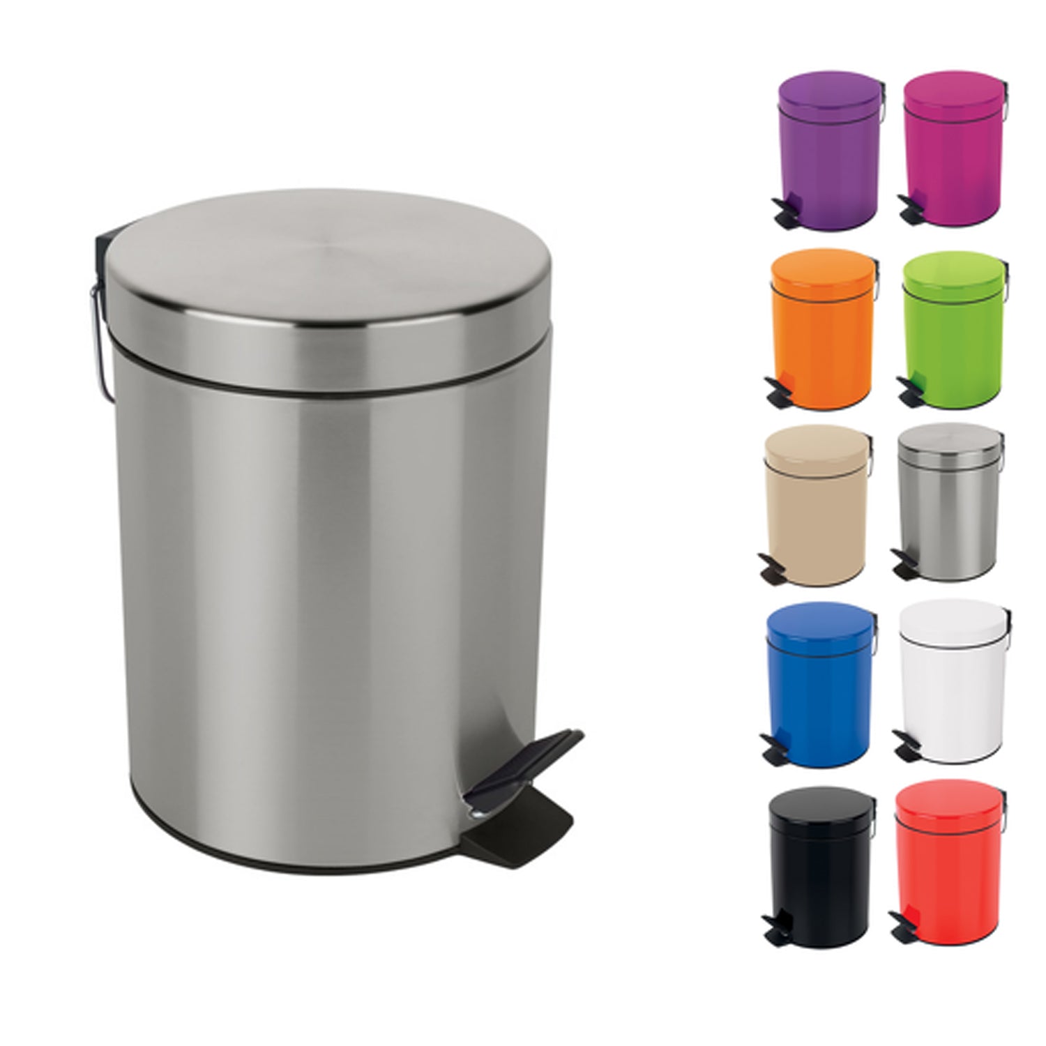 Pattumiera a pedale da 3L in Acciaio modello Sydney - Spazzolato