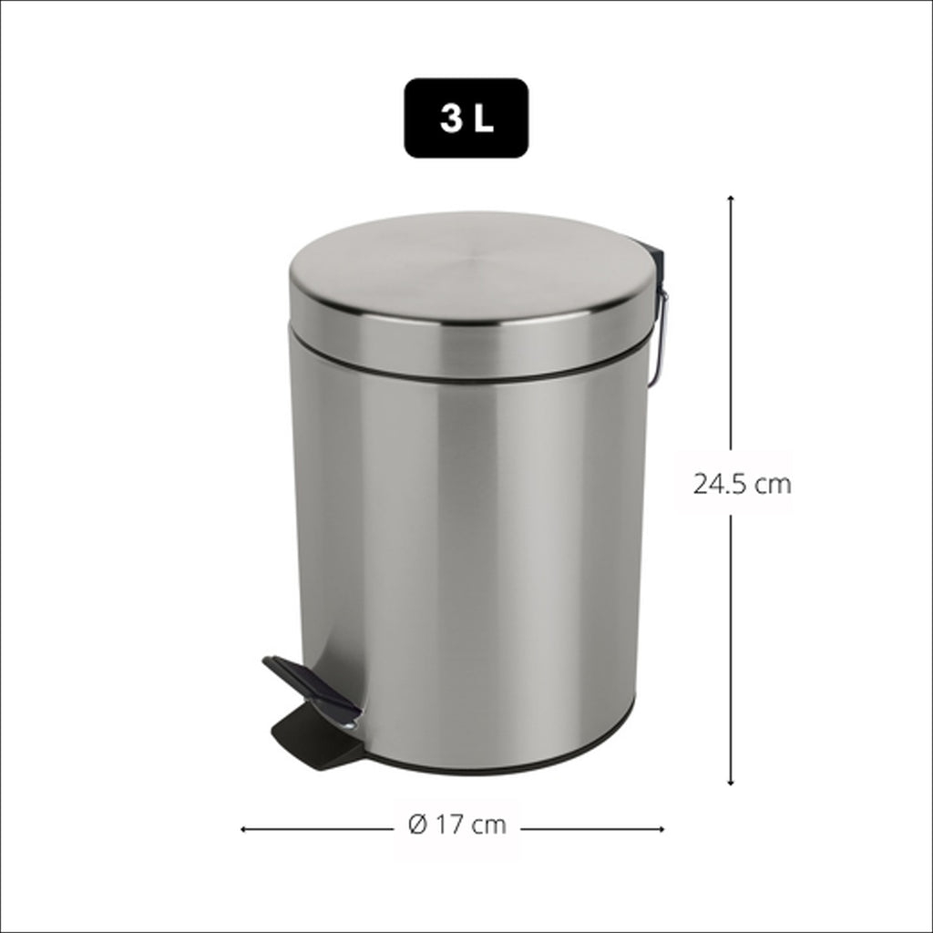 Pattumiera a pedale da 3L in Acciaio modello Sydney - Spazzolato