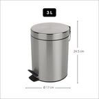 Pattumiera a pedale da 3L in Acciaio modello Sydney - Spazzolato