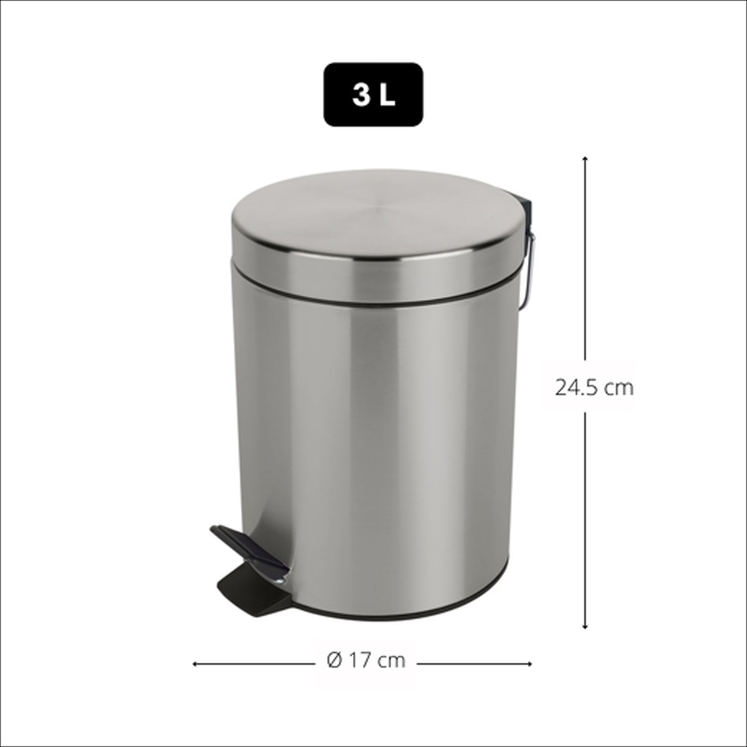 Pattumiera a pedale da 3L in Acciaio modello Sydney - Spazzolato
