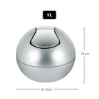 Pattumiera da 1L con coperchio basculante rimovibile modello Bowl - Argento