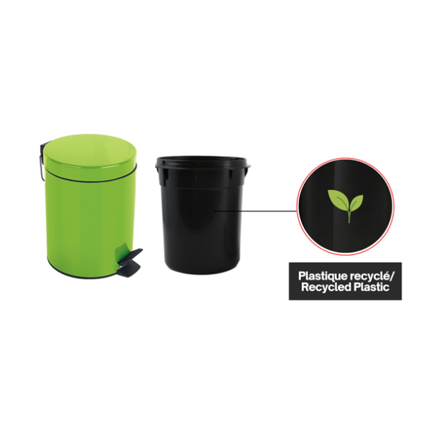 Pattumiera a pedale da 3L in Acciaio modello Sydney - Verde