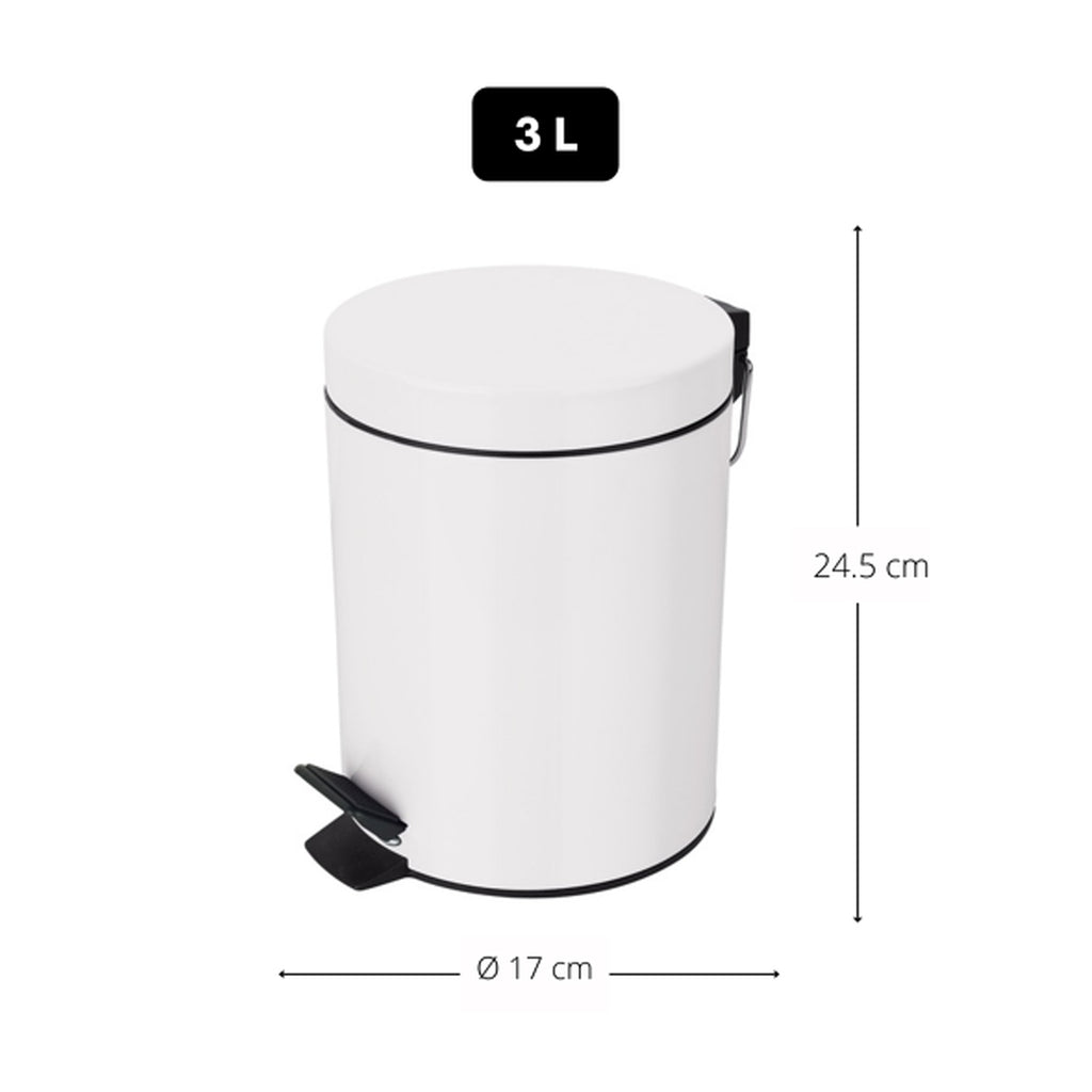 Pattumiera a pedale da 3L in Acciaio modello Sydney - Bianco