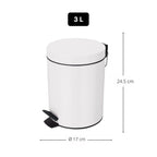Pattumiera a pedale da 3L in Acciaio modello Sydney - Bianco