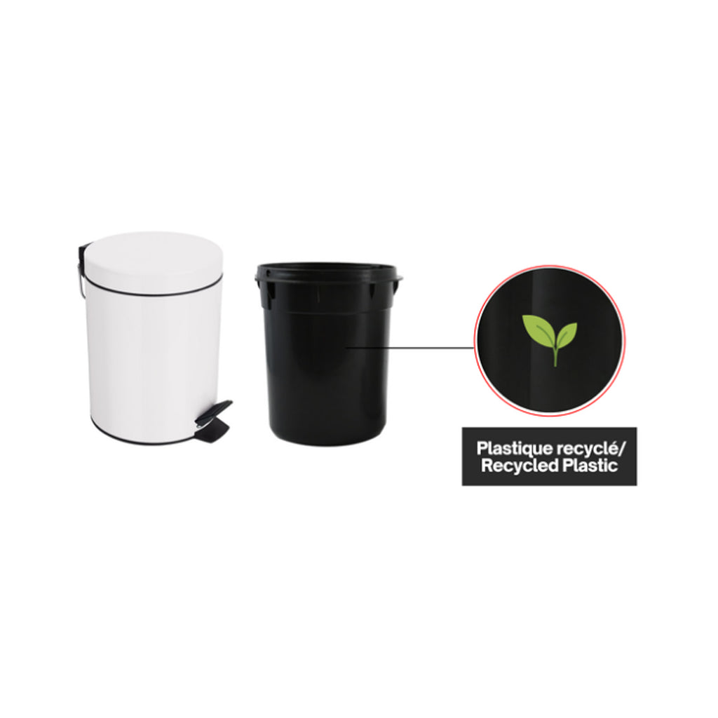 Pattumiera a pedale da 3L in Acciaio modello Sydney - Bianco