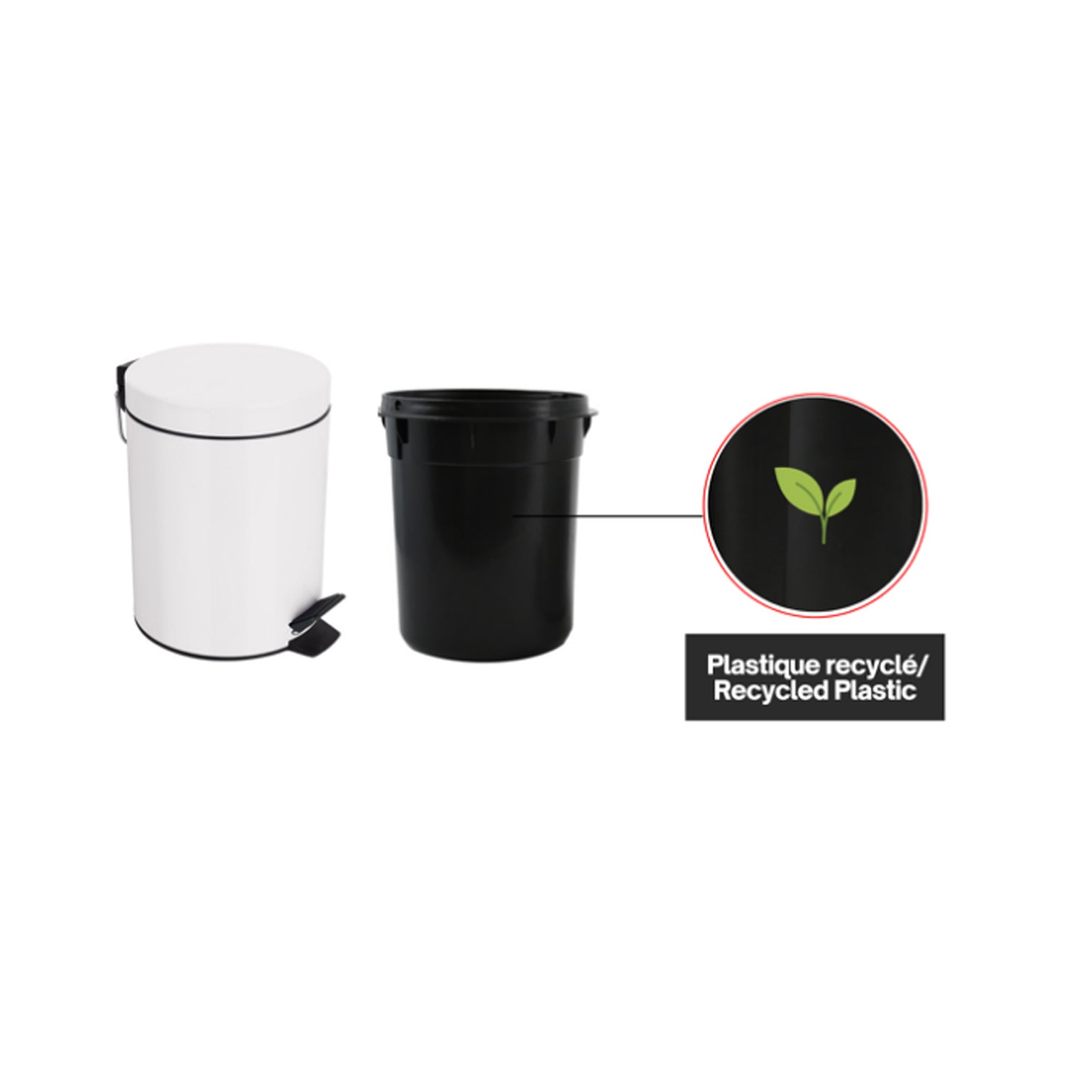 Pattumiera a pedale da 3L in Acciaio modello Sydney - Bianco