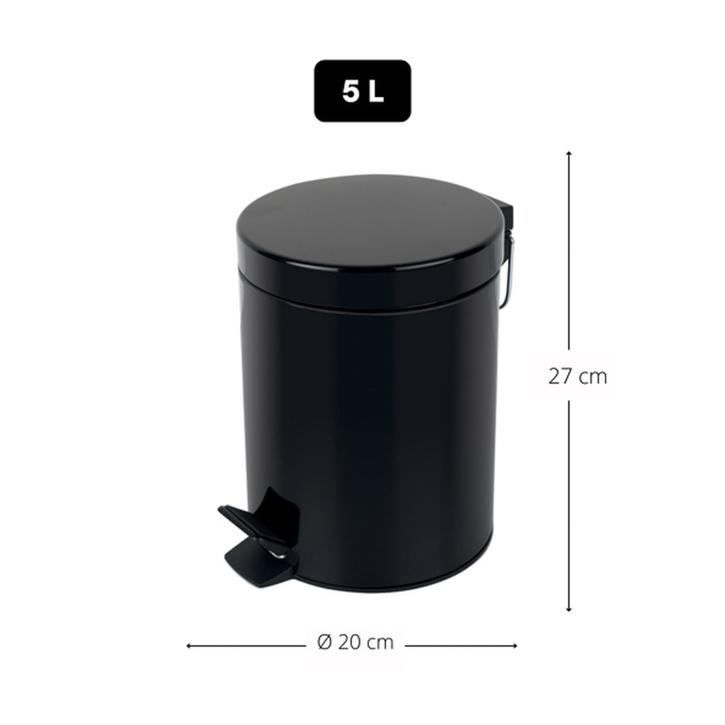 Pattumiera a pedale da 5L in Acciaio modello Sydney - Nero