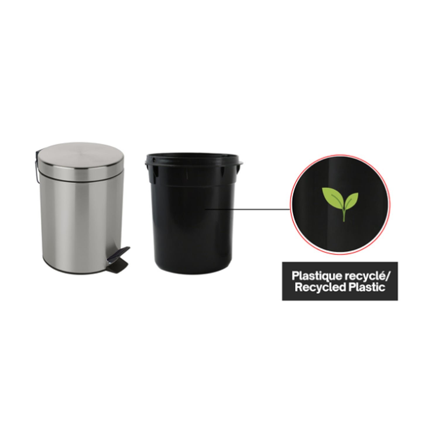 Pattumiera a pedale da 5L in Acciaio modello Sydney - Spazzolato