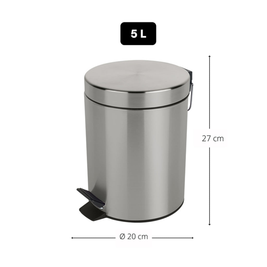 Pattumiera a pedale da 5L in Acciaio modello Sydney - Spazzolato