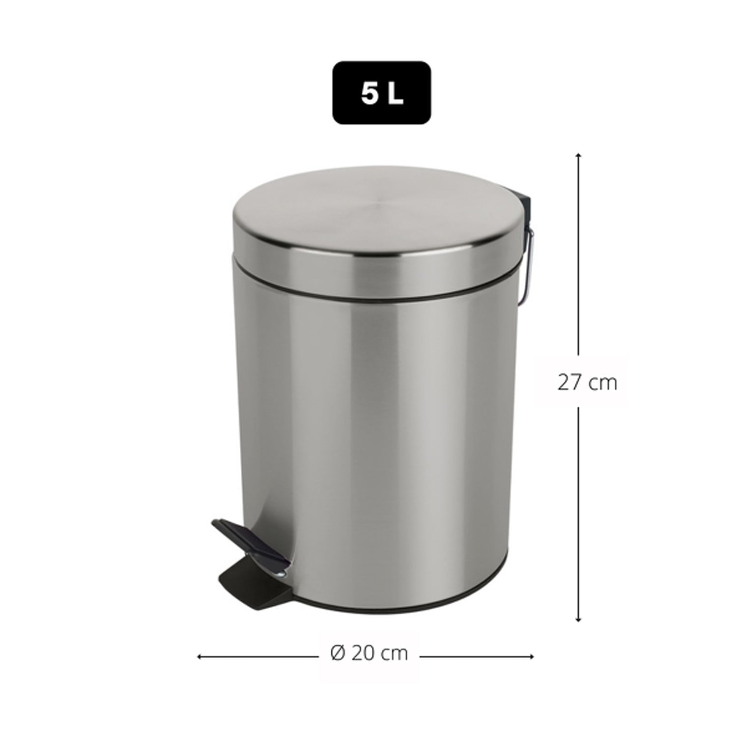 Pattumiera a pedale da 5L in Acciaio modello Sydney - Spazzolato