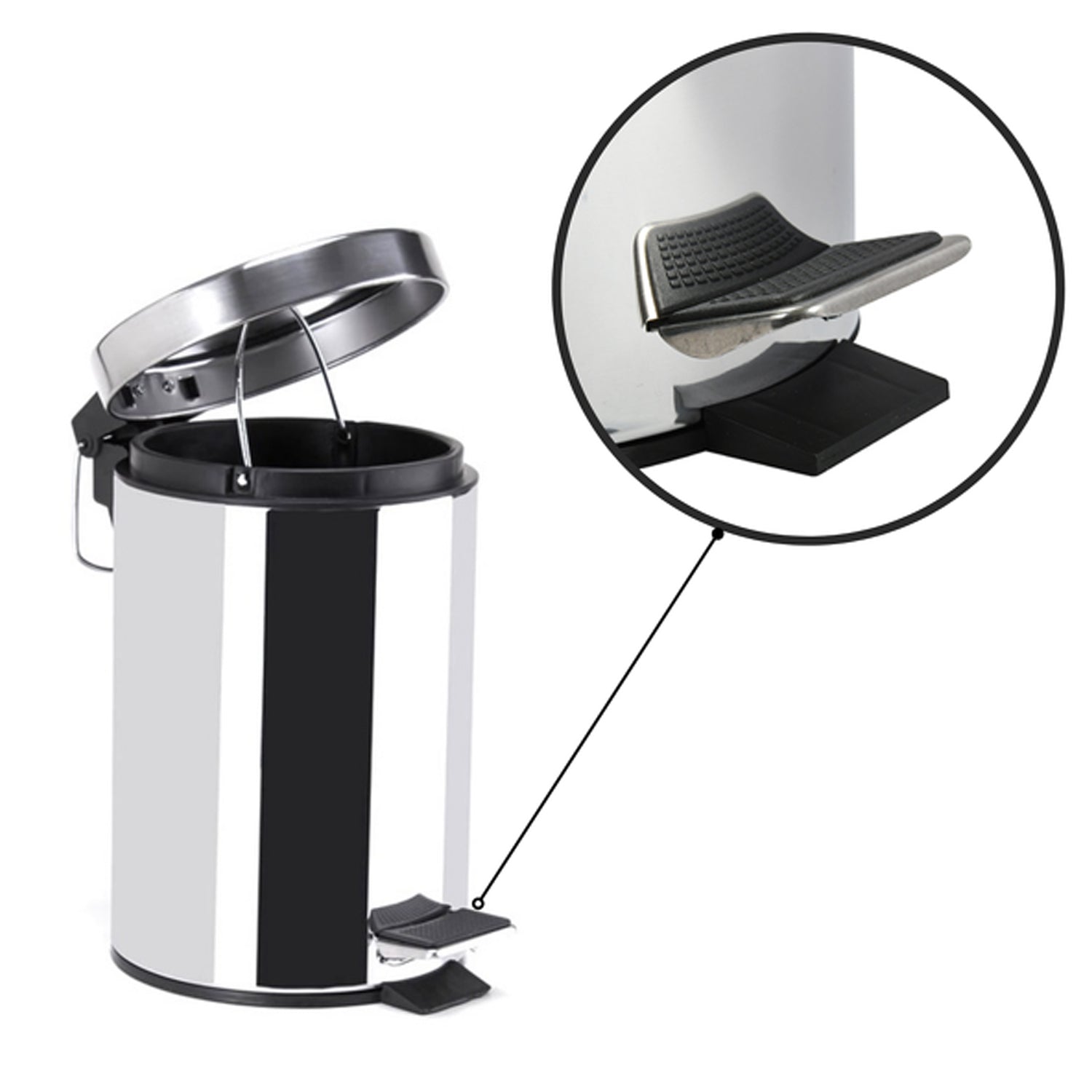 Pattumiera a pedale in acciaio inox 5L modello Mirror - Cromato