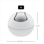 Pattumiera da 1L con coperchio basculante rimovibile modello Bowl - Bianco Lucido