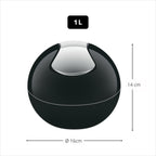 Pattumiera da 1L con coperchio basculante rimovibile modello Bowl - Nero Lucido