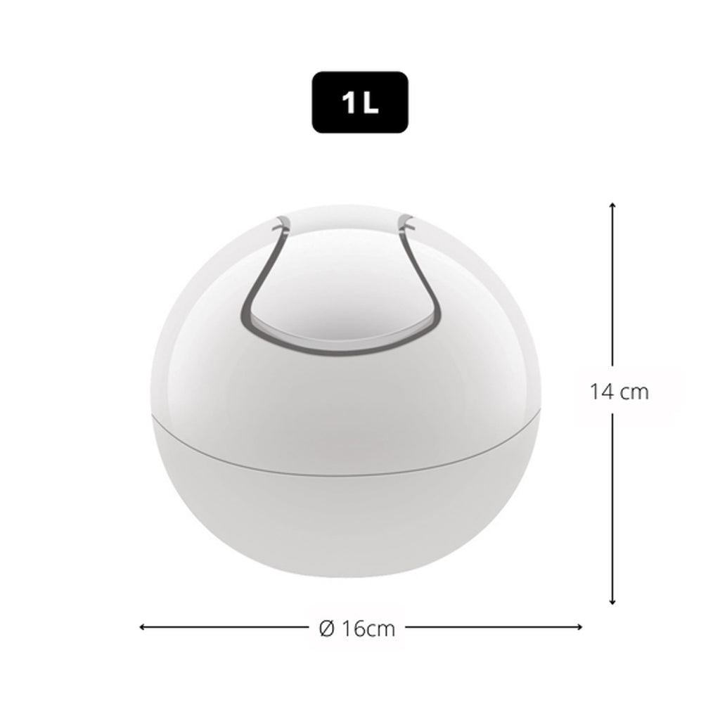 Pattumiera da 1L con coperchio basculante rimovibile modello Bowl - Total White